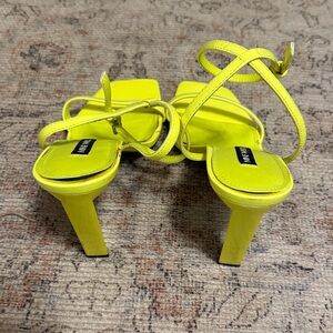 Nine West Neon Patent Ankle Strap Heels Size 7.5